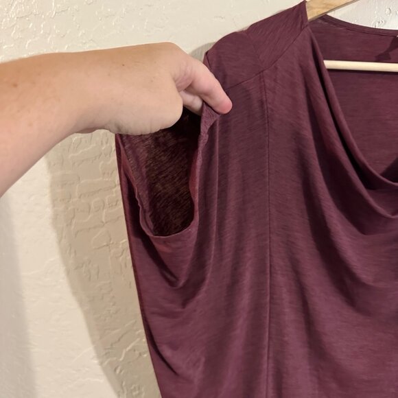 Lucy Purple Heathered Batwing Short Sleeved Cowl Neck Boxy Athletic T Shirt - Picture 5 of 12